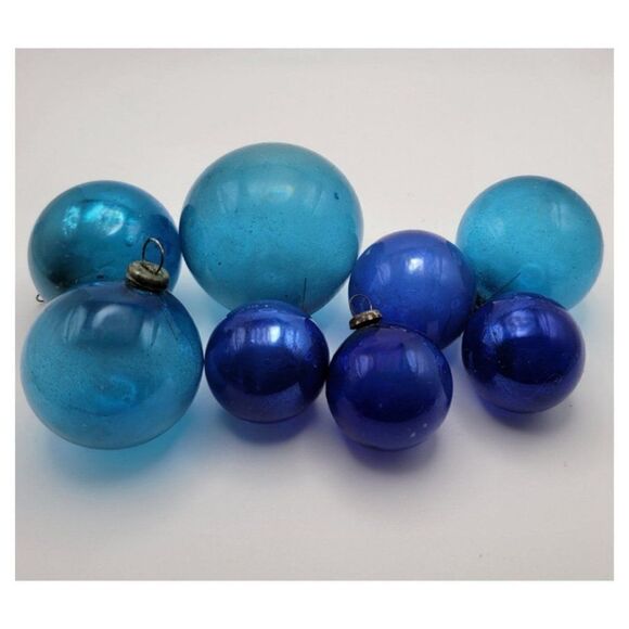 Antique Japanese Handblown Blue Shiny Brite Lot - Picture 2 of 5